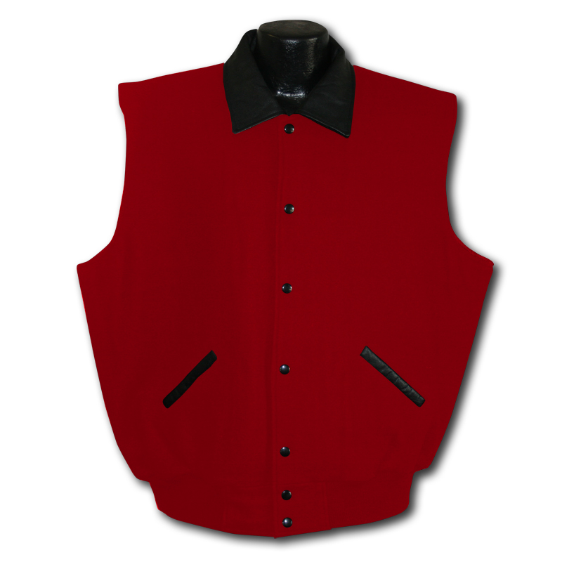 Wool vest with leather trim2